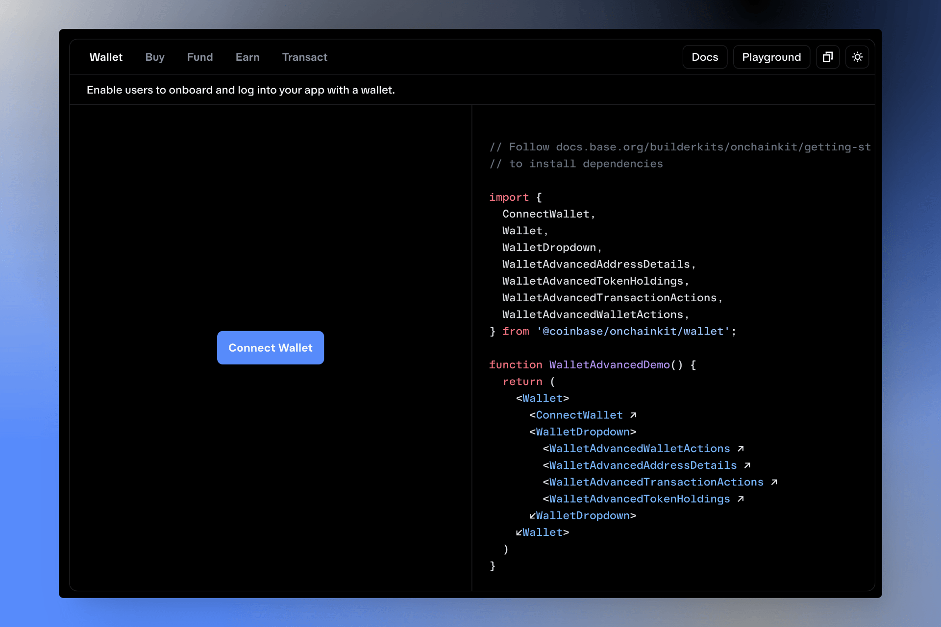 WalletDefault Component